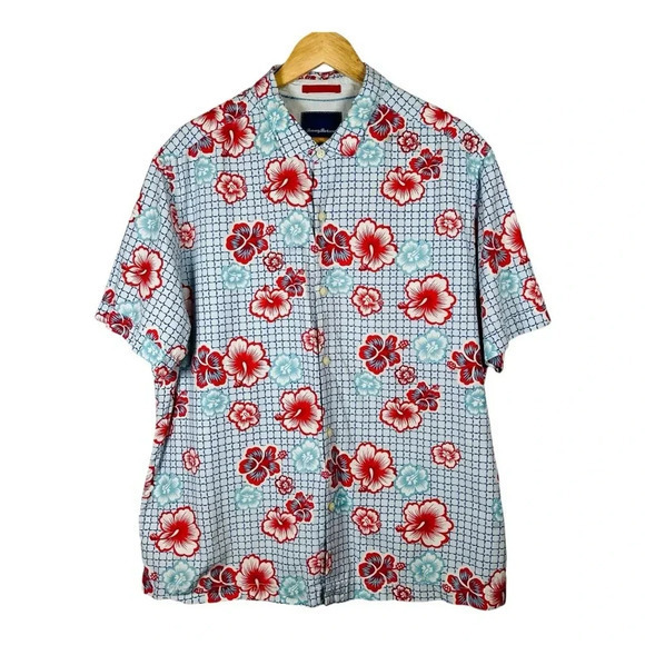 Tommy Bahama Island Modern Fit‎ Silk Hawaiian Button Down Shirt Men Size XL - Picture 1 of 8